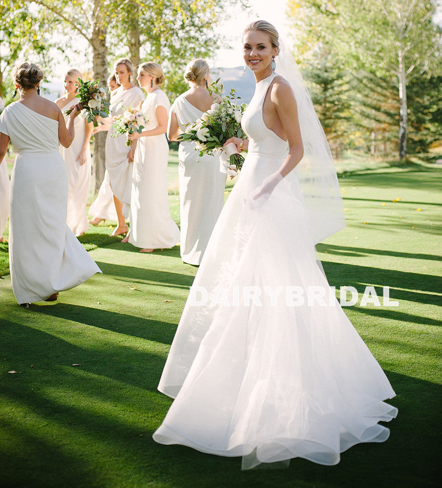 Charming Satin Detachable Wedding Dress, Unique Backless Mermaid Wedding Dress, D1128