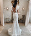 Stunning Mermaid Jersey Sexy Deep V-neck Backless Wedding Dresses, FC4809